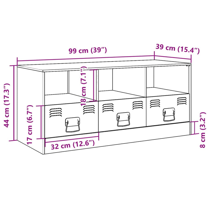 Tv-meubel 99x39x44 cm staal roze