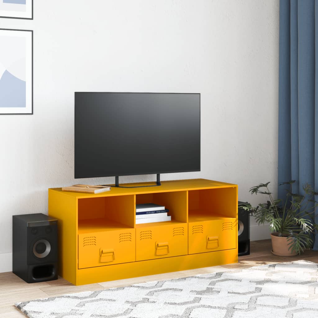 Tv-meubel 99x39x44 cm staal mosterdgeel