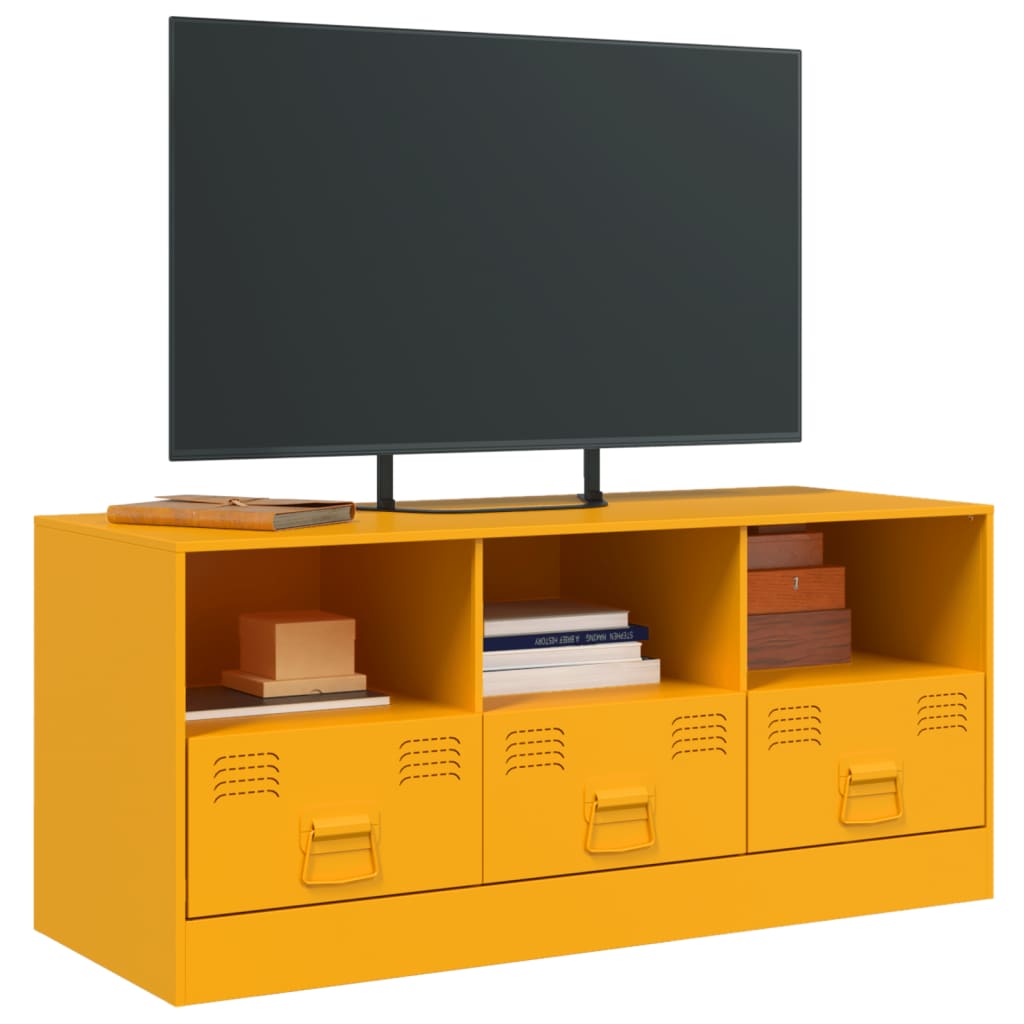 Tv-meubel 99x39x44 cm staal mosterdgeel