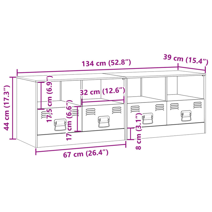 Tv-meubelen 2 st 67x39x44 cm staal zwart