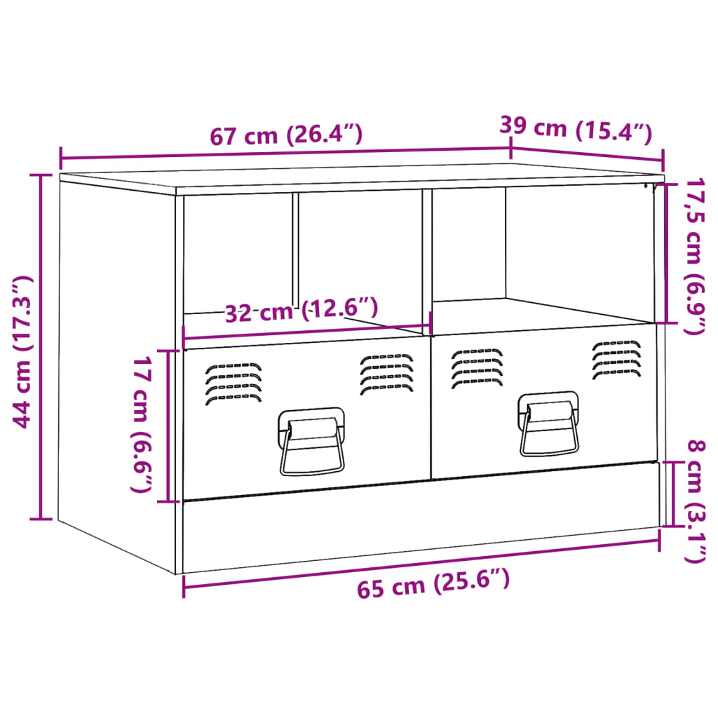 Tv-meubel 67x39x44 cm staal mosterdgeel