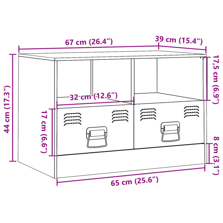 Tv-meubel 67x39x44 cm staal mosterdgeel