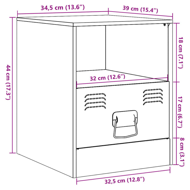 Nachtkastjes 2 st 34,5x39x44 cm staal mosterdgeel