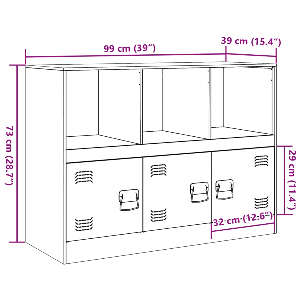 Dressoir 99x39x73 cm staal olijfgroen