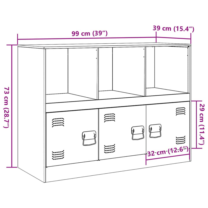 Dressoir 99x39x73 cm staal olijfgroen