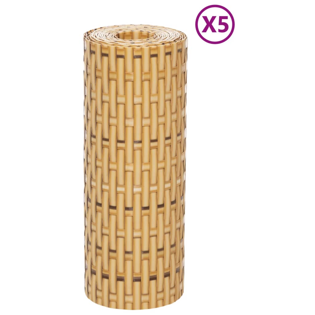 Balkonschermen 5 st 255x19 cm poly rattan lichtbruin