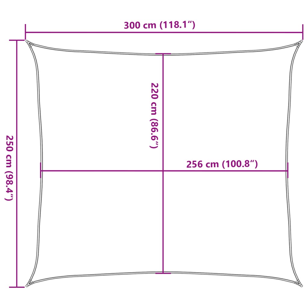 Zonnezeil 3x2,5 m 100% polyester oxford lichtgrijs