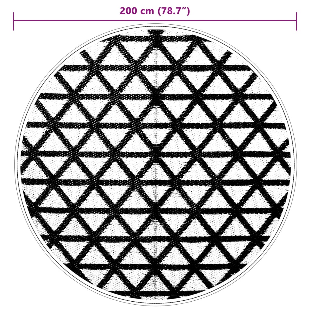 Buitentapijt ø 200 cm polypropeen zwart