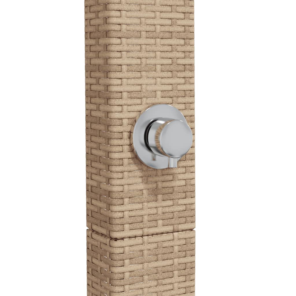 Buitendouche 50x55x224 cm poly rattan en acaciahout beige