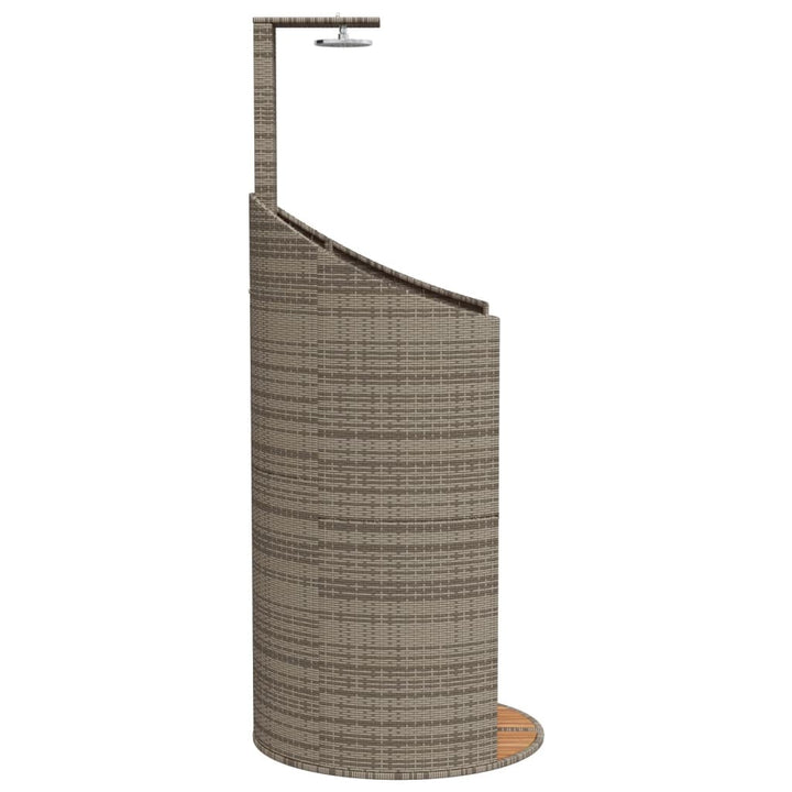 Buitendouche 100x100x241,5 cm poly rattan en acaciahout grijs