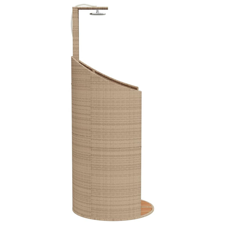 Buitendouche 100x100x241 cm poly rattan en acaciahout beige