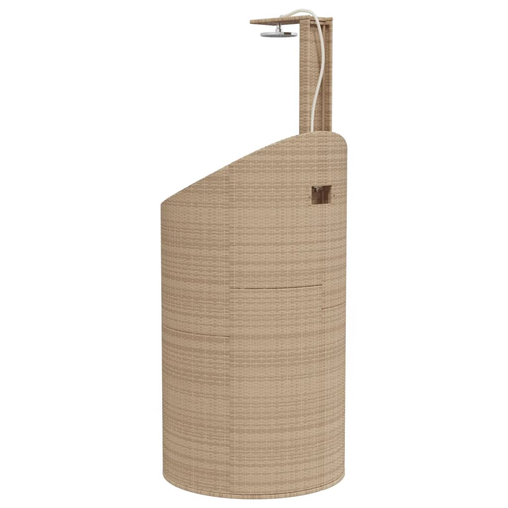 Buitendouche 100x100x241 cm poly rattan en acaciahout beige