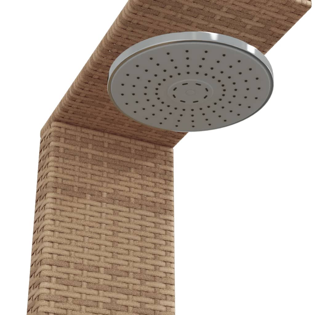 Buitendouche 100x100x241 cm poly rattan en acaciahout beige