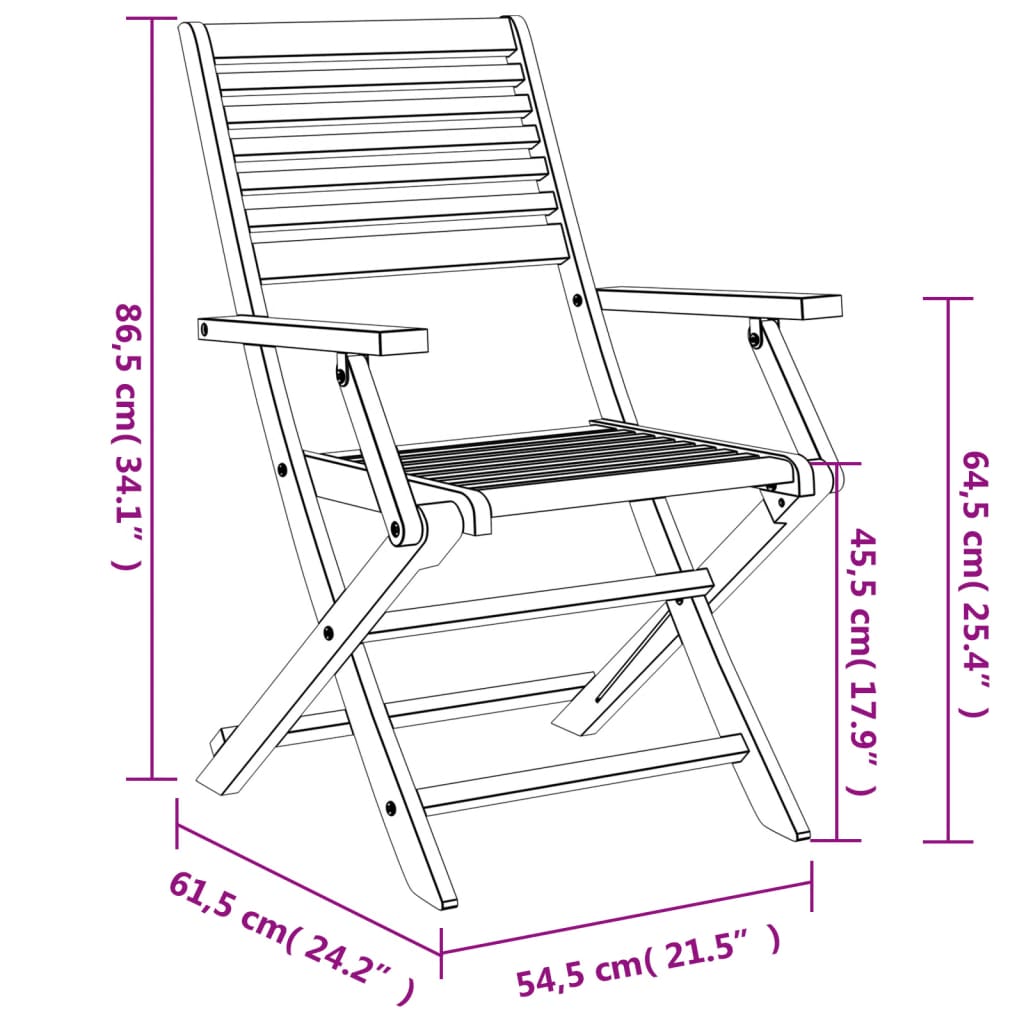 Tuinstoelen 2 st inklapbaar 54,5x61,5x86,5 cm acaciahout