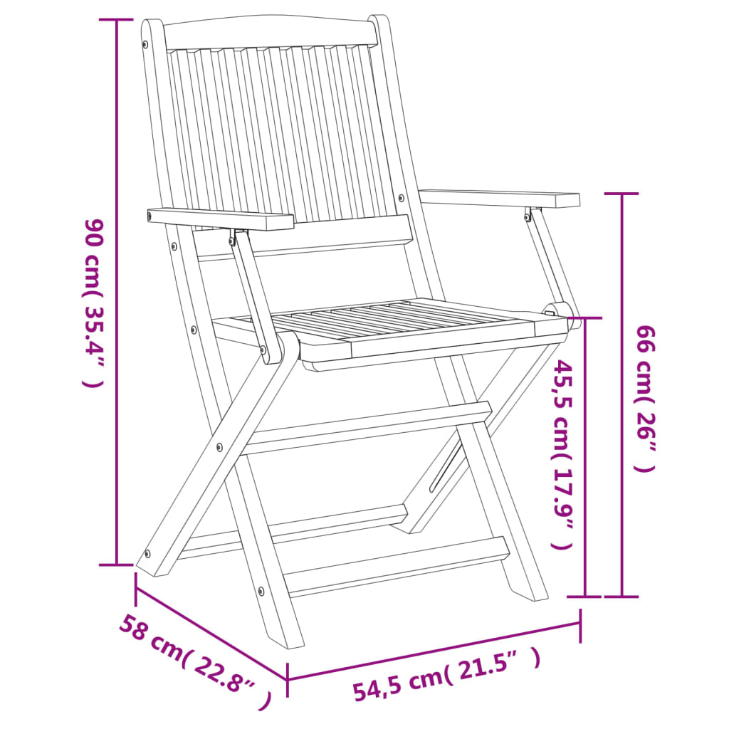 Tuinstoelen 2 st inklapbaar 58x54,5x90 cm massief acaciahout