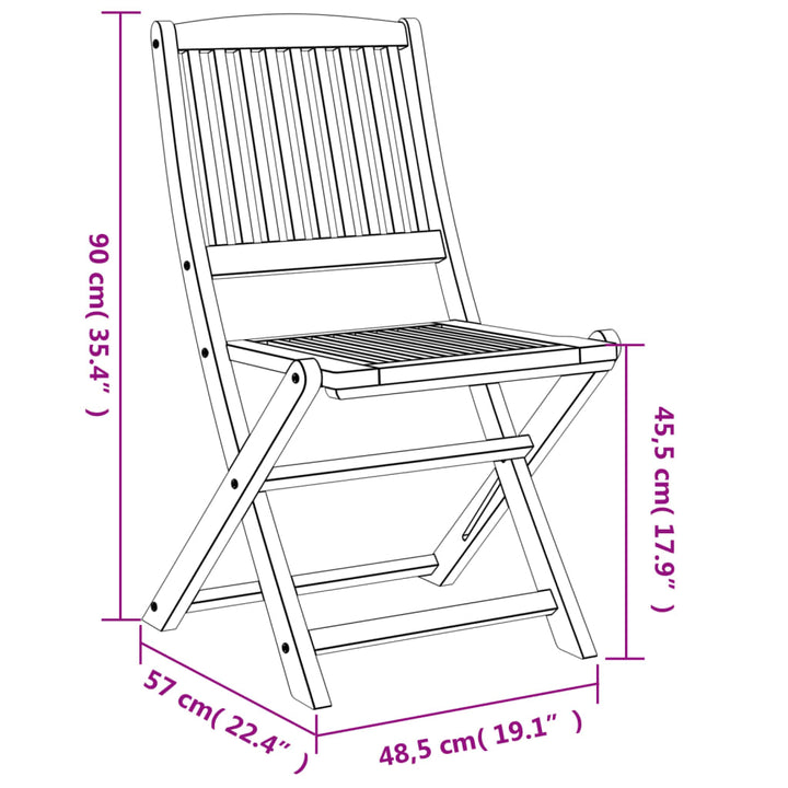 Tuinstoelen 4 st inklapbaar 57x49x90 cm massief acaciahout