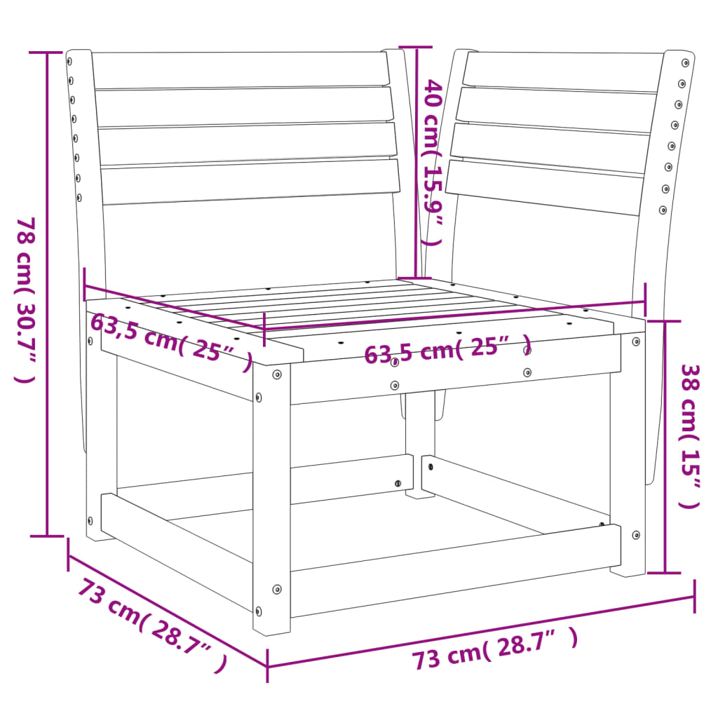 Tuinhoekbank 73x73x78 cm massief grenenhout wasbruin