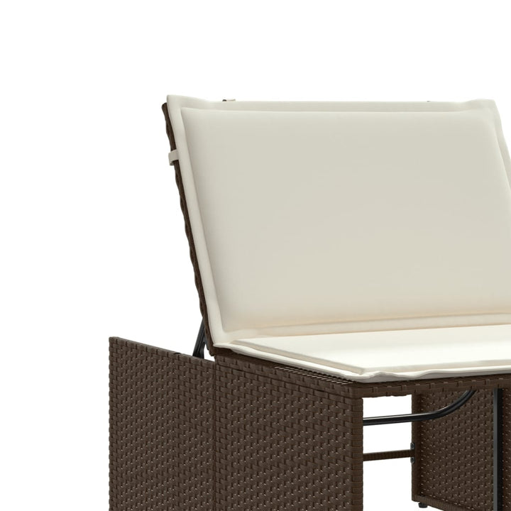 Ligstoelen 2 st met tafel poly rattan bruin