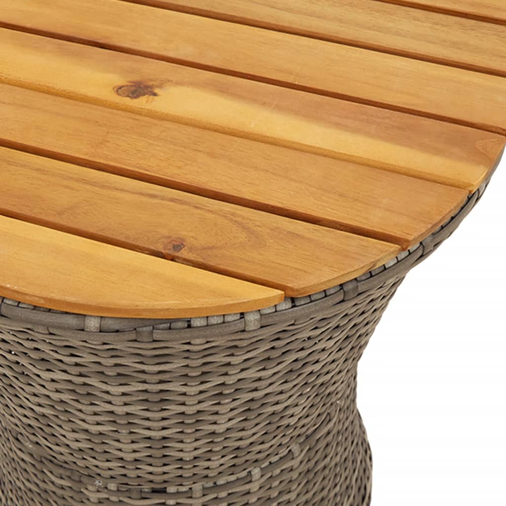 Tuinbijzettafel trommelvormig poly rattan en massief hout grijs