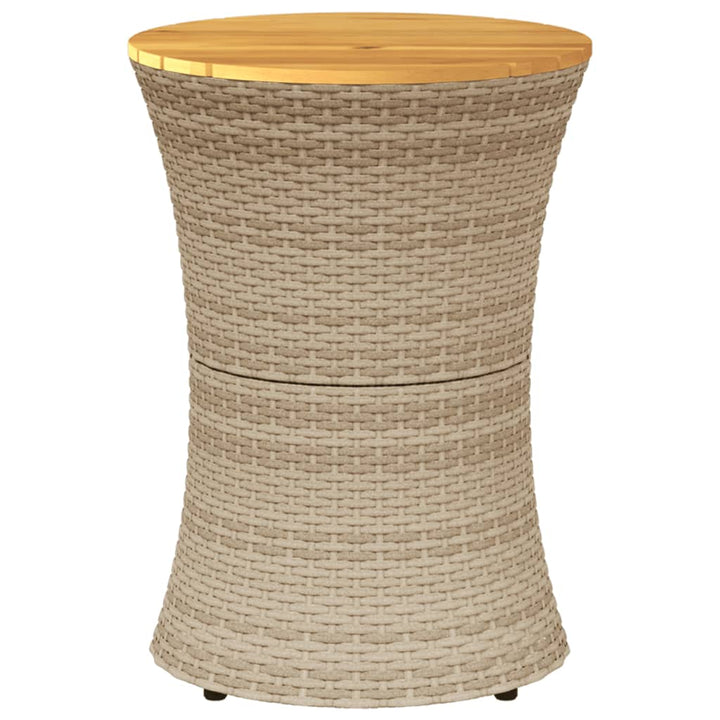 Tuinbijzettafel trommelvormig poly rattan en massief hout beige