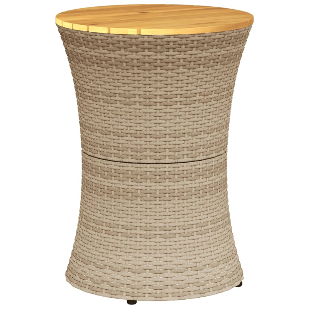 Tuinbijzettafel trommelvormig poly rattan en massief hout beige