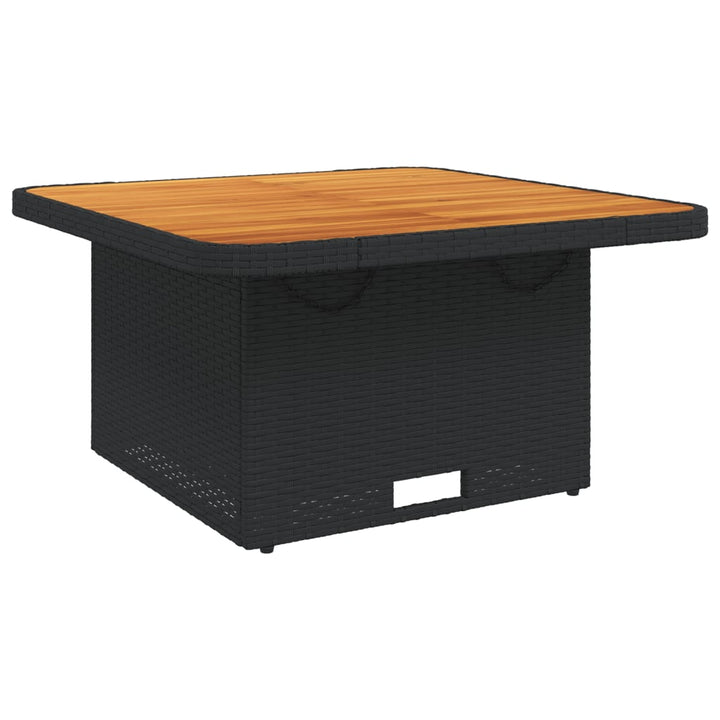 Tuintafel 80x80x71 cm poly rattan en acaciahout zwart