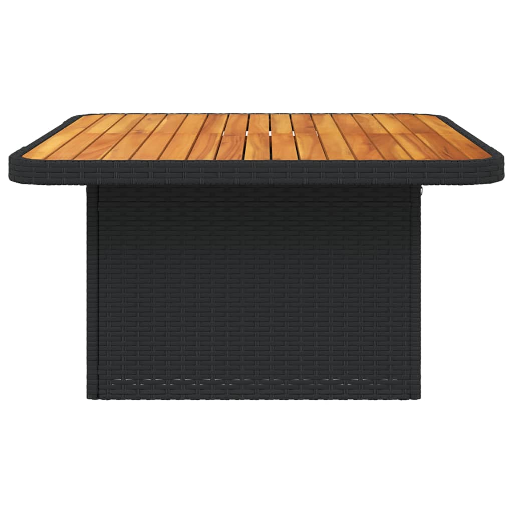 Tuintafel 80x80x71 cm poly rattan en acaciahout zwart