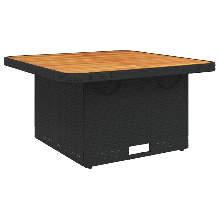 Tuintafel 80x80x71 cm poly rattan en acaciahout zwart