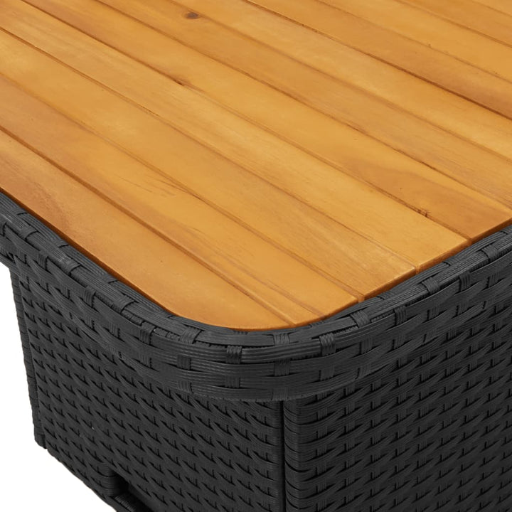 Tuintafel 80x80x71 cm poly rattan en acaciahout zwart