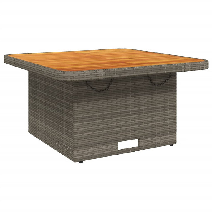 Tuintafel 80x80x71 cm poly rattan en acaciahout grijs