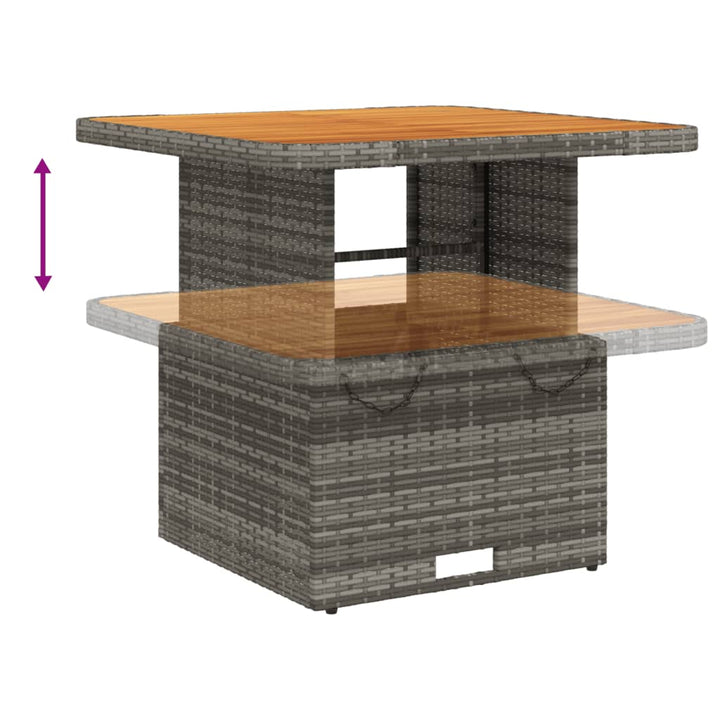 Tuintafel 80x80x71 cm poly rattan en acaciahout grijs