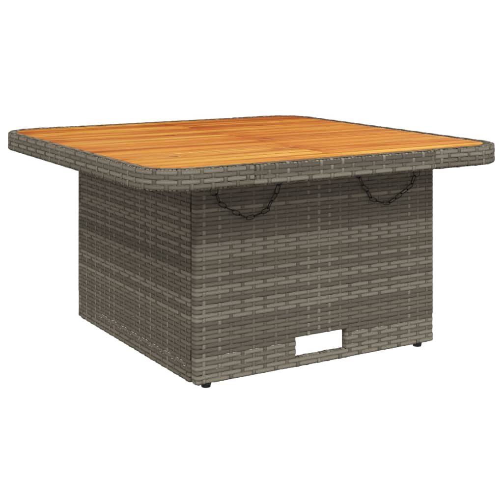 Tuintafel 80x80x71 cm poly rattan en acaciahout grijs