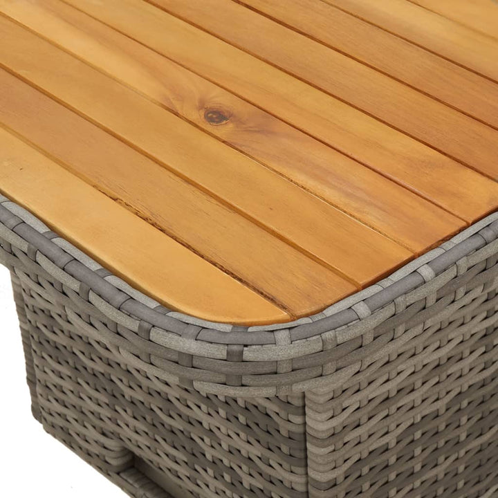 Tuintafel 80x80x71 cm poly rattan en acaciahout grijs