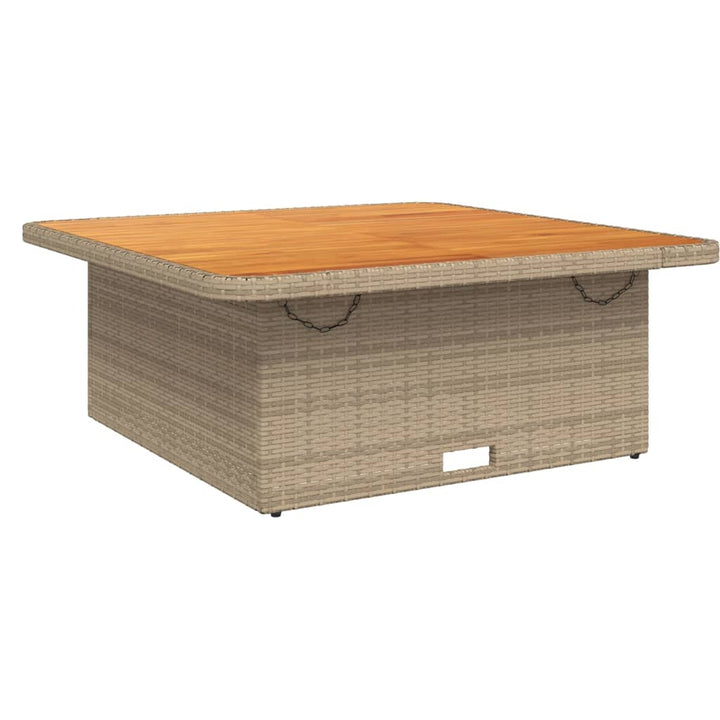 Tuintafel 110x110x71 cm poly rattan en acaciahout beige