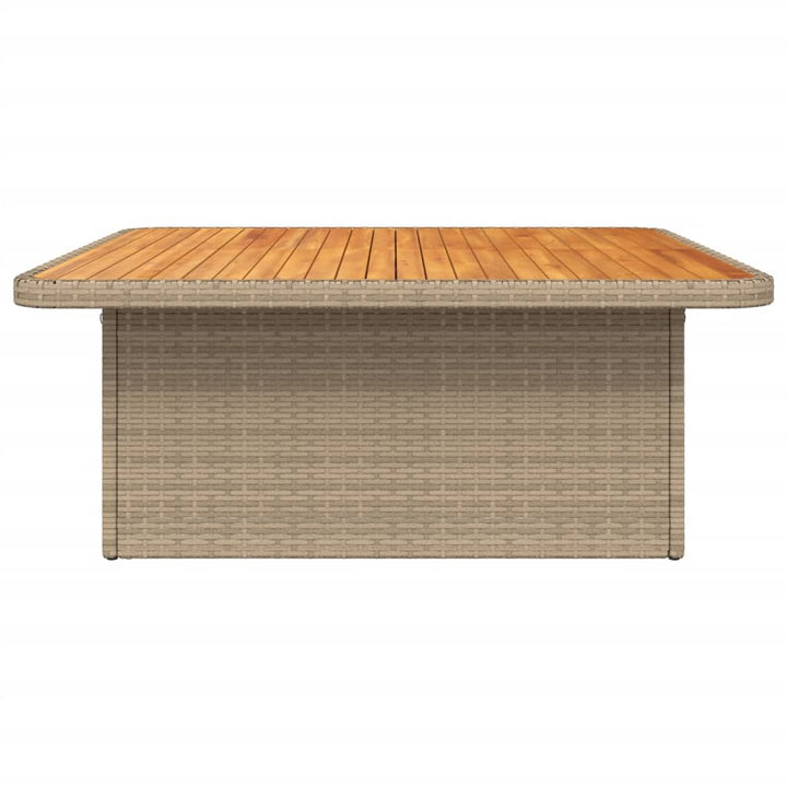 Tuintafel 110x110x71 cm poly rattan en acaciahout beige