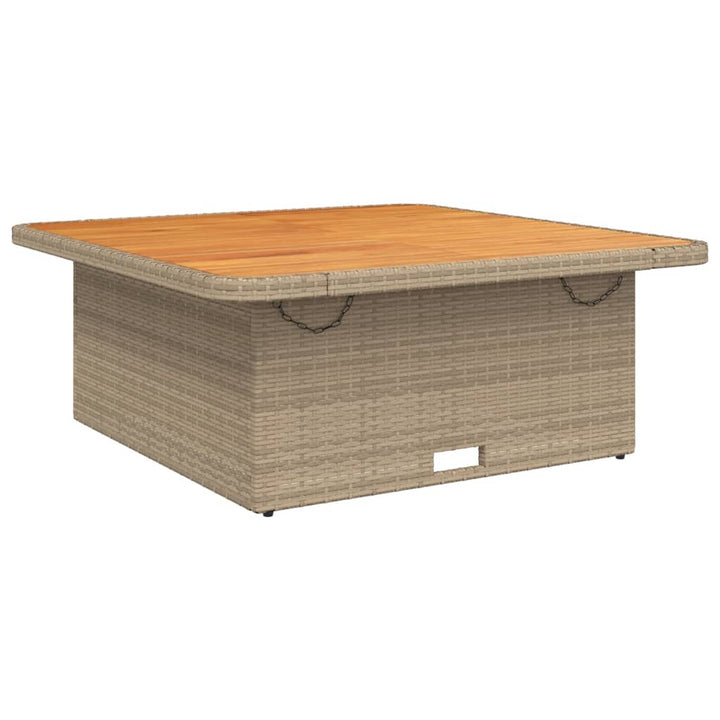 Tuintafel 110x110x71 cm poly rattan en acaciahout beige