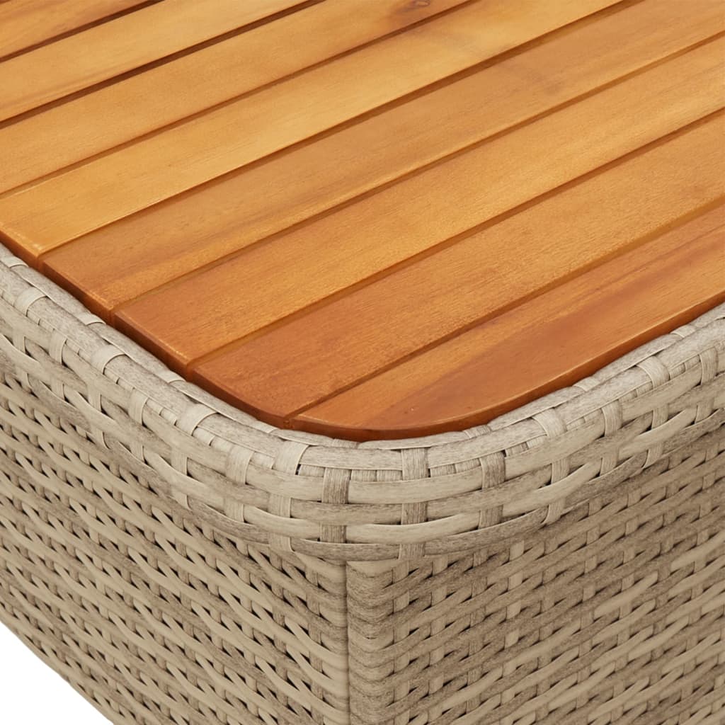 Tuintafel 110x110x71 cm poly rattan en acaciahout beige