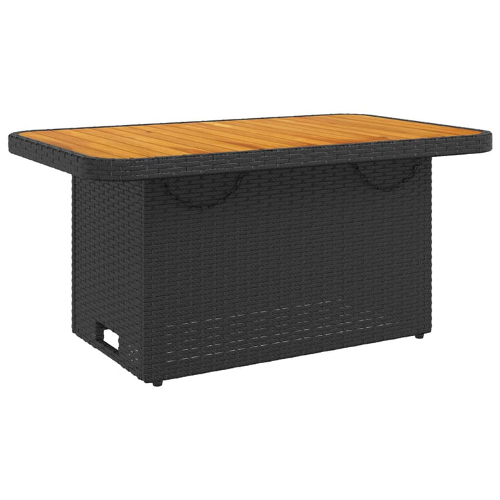 Tuintafel 90x55x71 cm poly rattan en massief acaciahout zwart