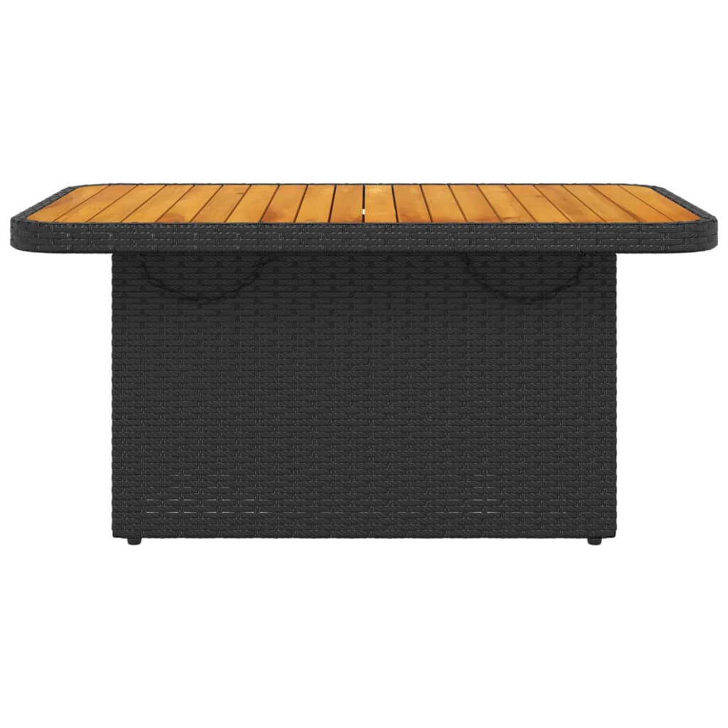 Tuintafel 90x55x71 cm poly rattan en massief acaciahout zwart