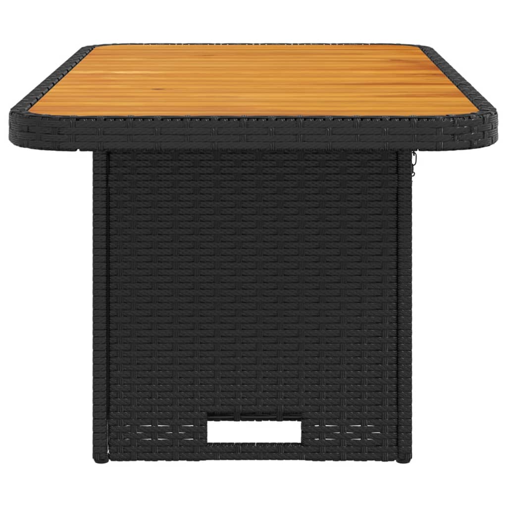 Tuintafel 90x55x71 cm poly rattan en massief acaciahout zwart