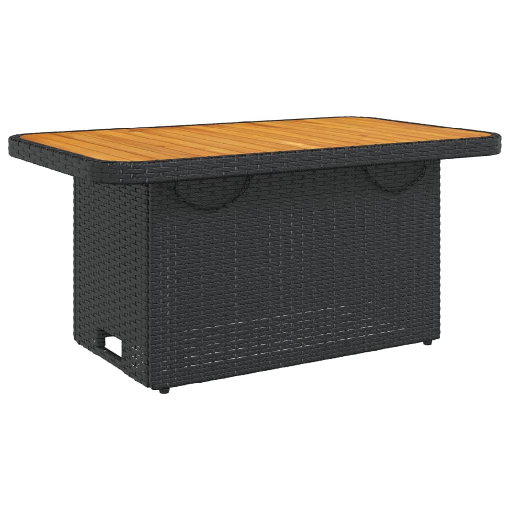 Tuintafel 90x55x71 cm poly rattan en massief acaciahout zwart