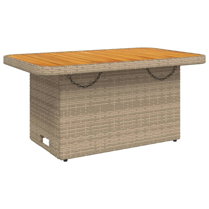 Tuintafel 90x55x71 cm poly rattan en acaciahout beige