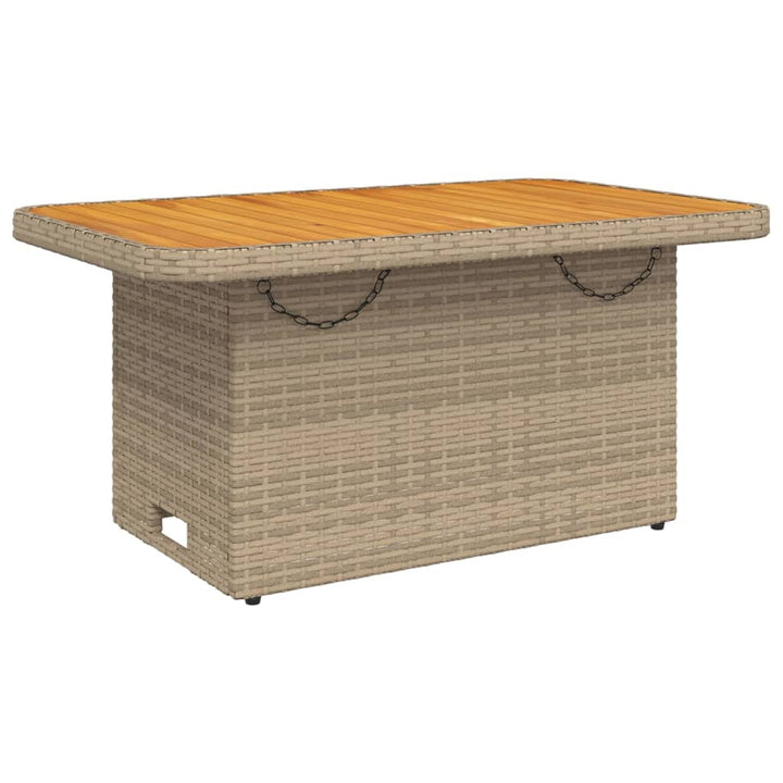 Tuintafel 90x55x71 cm poly rattan en acaciahout beige