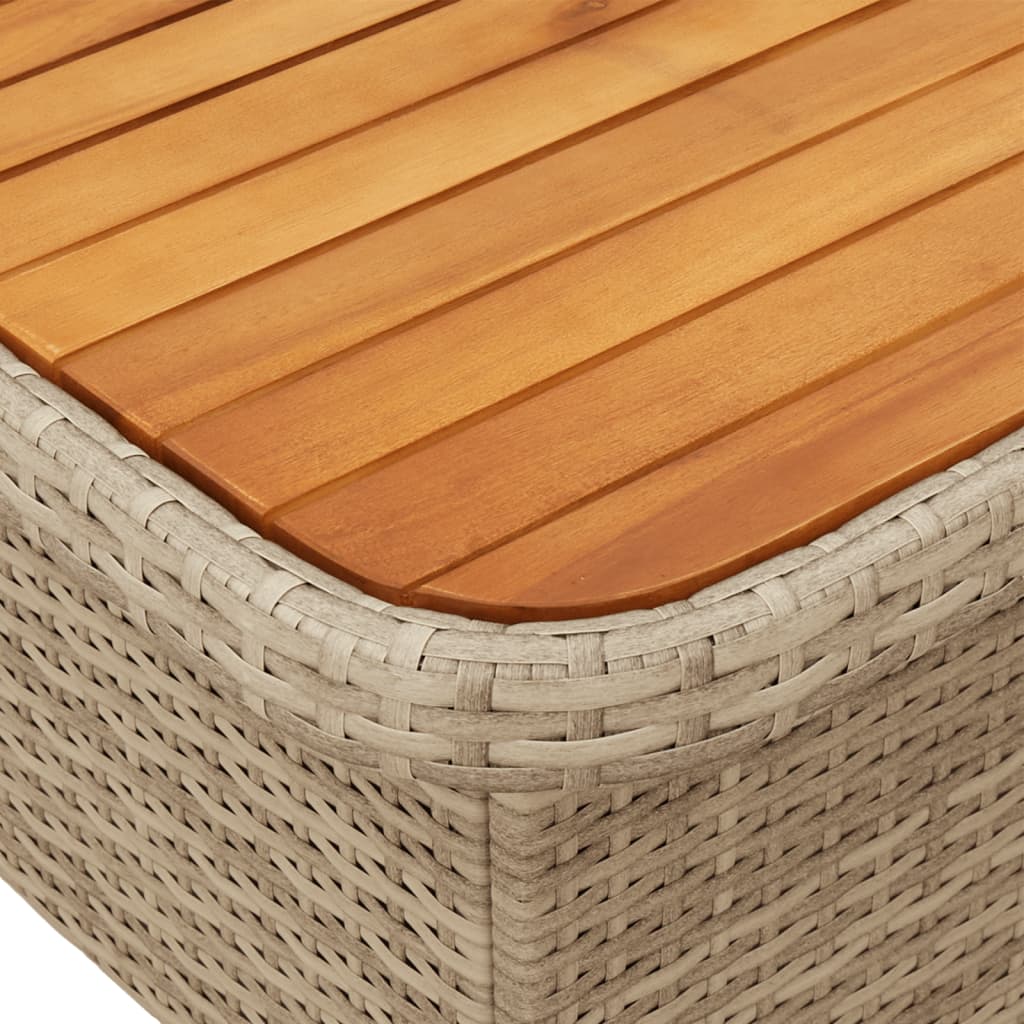 Tuintafel 90x55x71 cm poly rattan en acaciahout beige