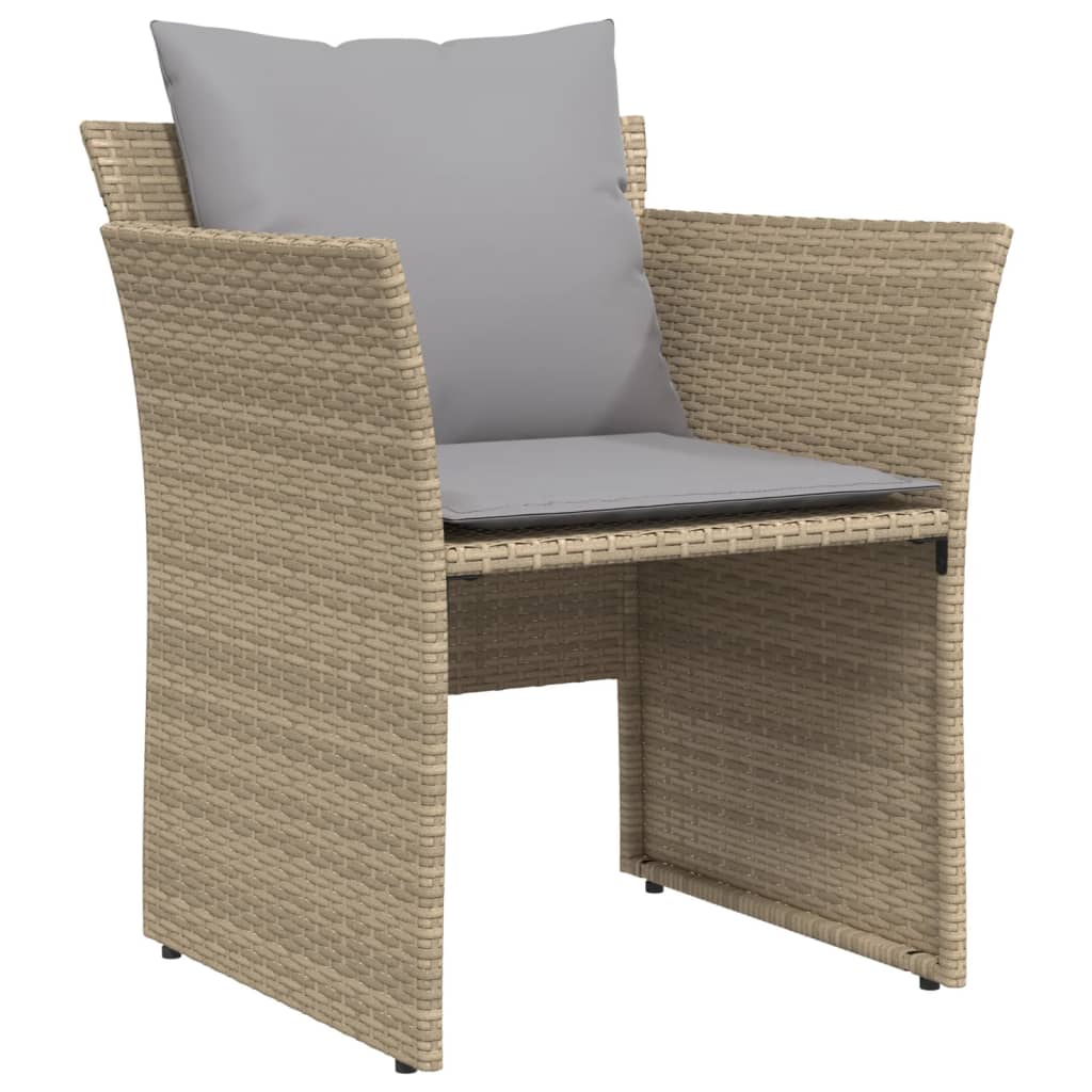 Tuinstoel met voetenbank poly rattan beige