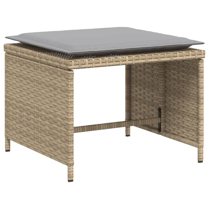 Tuinstoel met voetenbank poly rattan beige