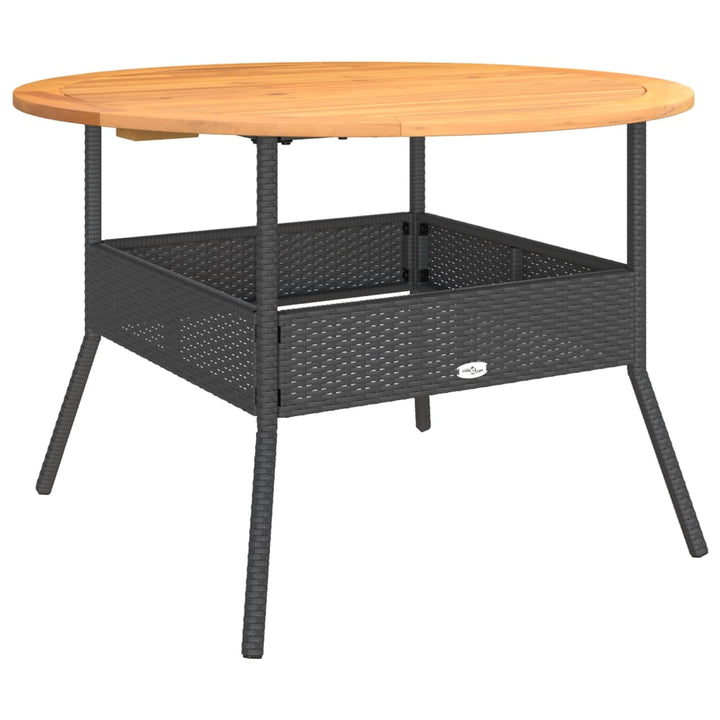 Tuintafel met acaciahouten blad ø˜110x71 cm poly rattan zwart