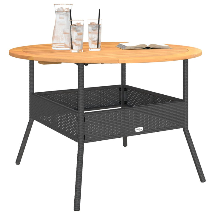 Tuintafel met acaciahouten blad ø˜110x71 cm poly rattan zwart