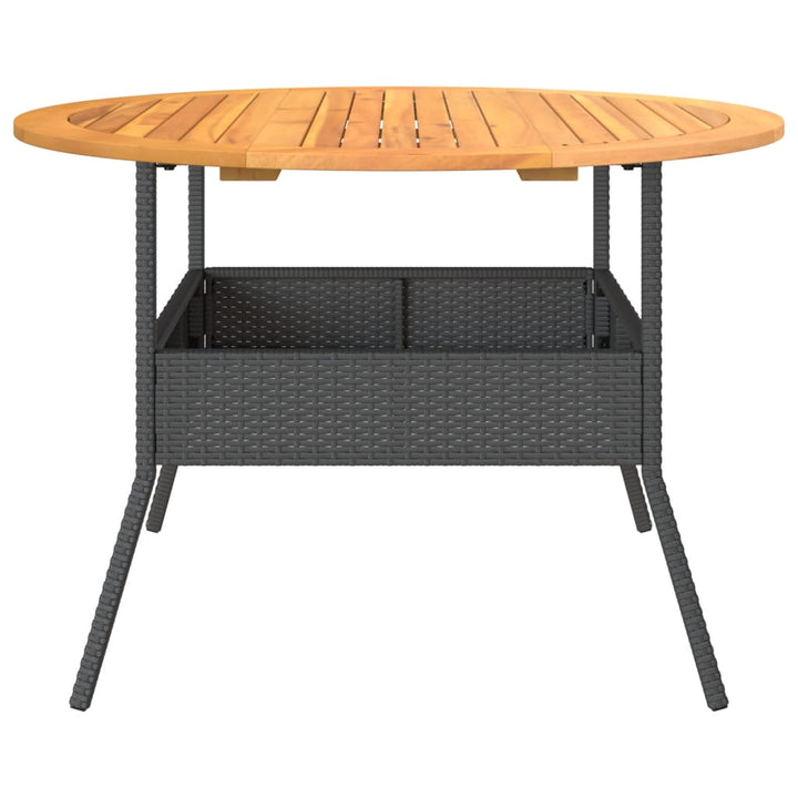 Tuintafel met acaciahouten blad ø˜110x71 cm poly rattan zwart