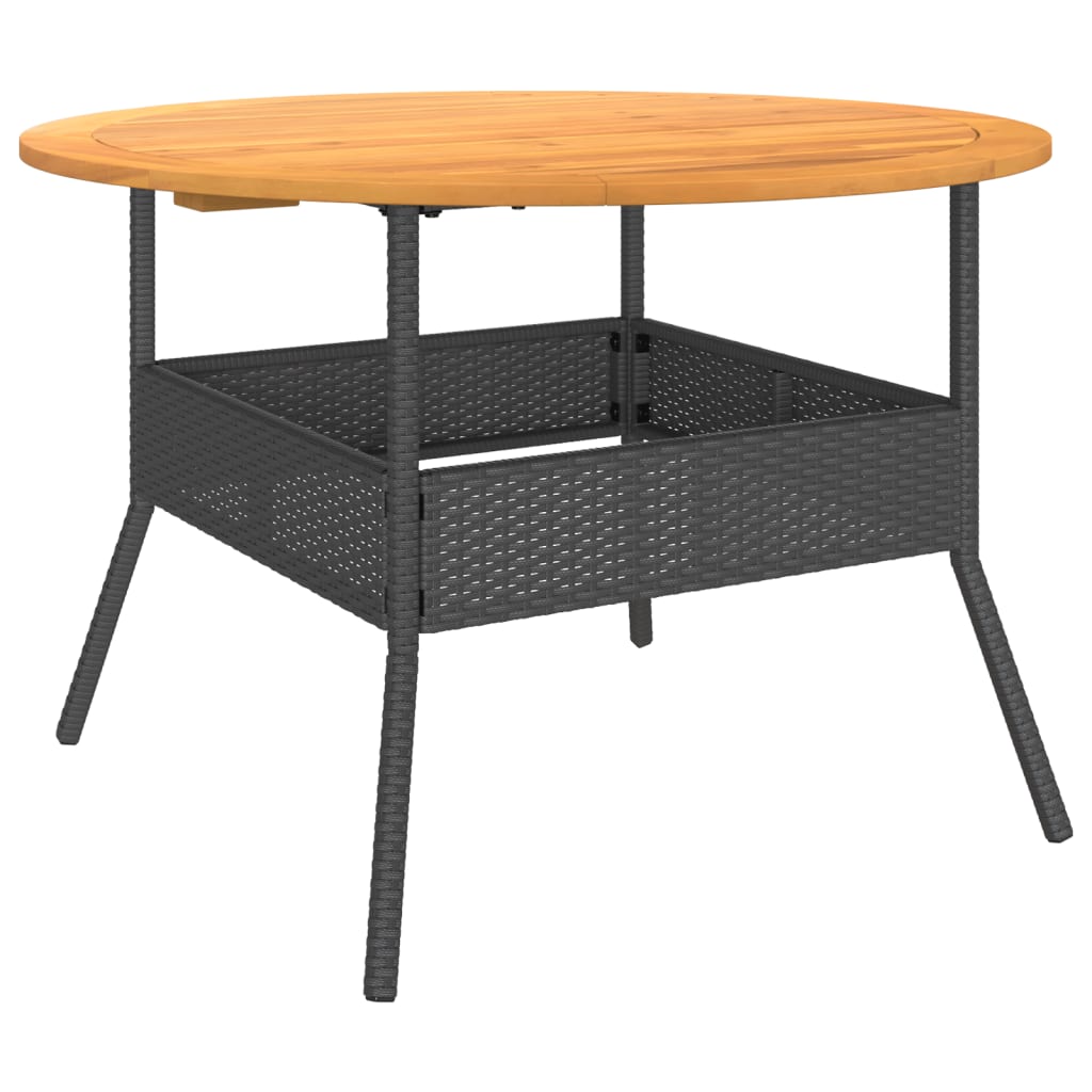 Tuintafel met acaciahouten blad ø˜110x71 cm poly rattan zwart